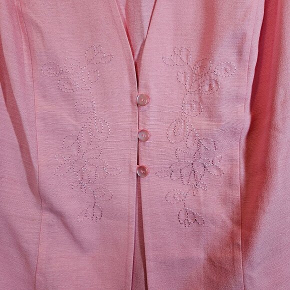 White Stag Womens 22W/24 Pink midi Dress feminine Embroidery Rayon office modest - Picture 3 of 12